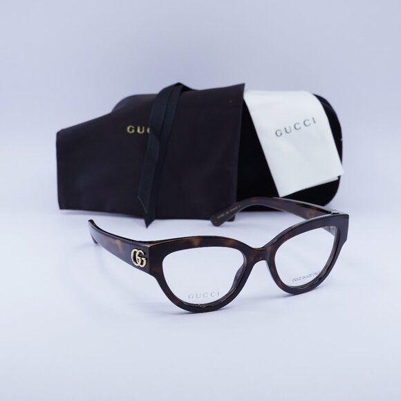 Gucci GG1598O 002 Cat Eye Eyeglasses 51mm - Havana - Picture 1 of 11